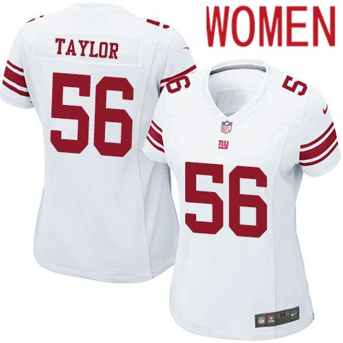 Cheap Women New York Giants 56 Lawrence Taylor Nike White Game NFL Jersey